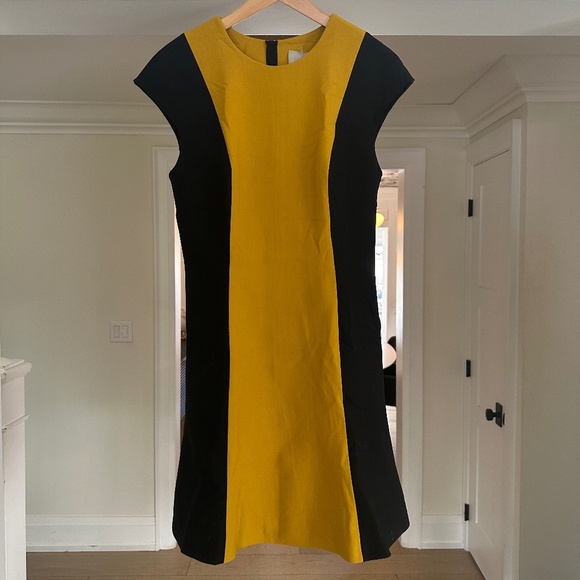 Jason Wu A-line shift dress - never worn! Mustard, black. Size 10. - Picture 1 of 7